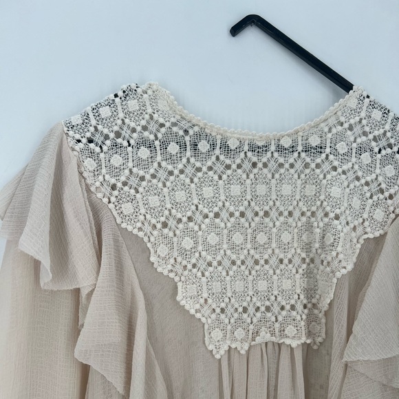 Philosophy Di Lorenzo Serafini Crochet Yoke Ruffle Ethereal Boho Flowy Dress - Picture 3 of 9